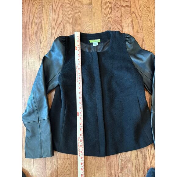 Itala Testino Alpaca Wool Jacket Leather Sleeve Black Size L - Picture 5 of 7